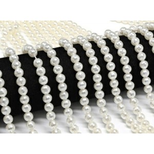 Бусины из майорки шарик с гранями 8мм цвет белый, 40см, 53 бусин (иск.)