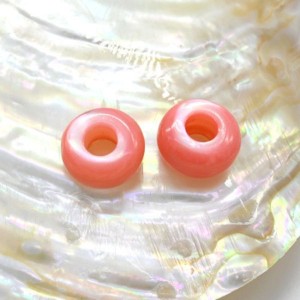 Бусины-бублики для швенз из перламутра Ø14мм цвет розовый, 1пара