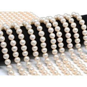 Бусины из майорки шарик с гранями 10мм цвет кремовый, 39см, 43 бусины (иск.)