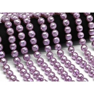 Бусины из майорки шарик с гранями 12мм цвет сиреневый, 40см, 35 бусин (иск.)