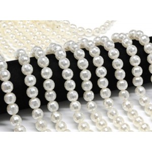 Бусины из майорки шарик с гранями 12мм цвет белый, 40см, 35 бусин (иск.)