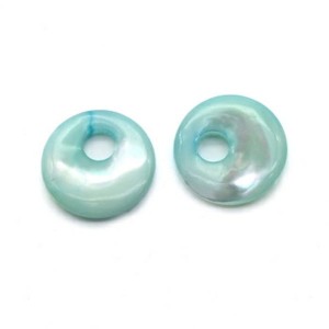 Бусины-бублики для швенз из перламутра Ø18,5мм цвет голубой, 1пара