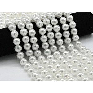 Бусины из майорки шарик 14мм цвет белый, 40,5см, 30 бусин (иск.)