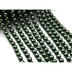 Бусины из майорки шарик 8мм цвет зеленый, 39см, 49 бусин (иск.)