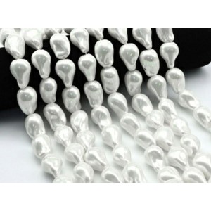 Бусины из майорки форма Барокко 14*22мм. цвет белый, 38см, 17 бусин (иск.)