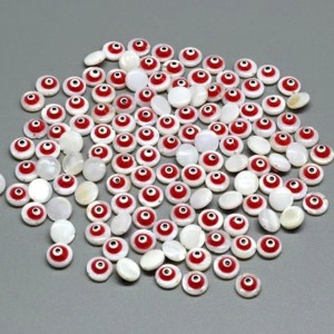 Бусина от сглаза из перламутра круг 9мм. Бусина от сглаза из перламутра круг 9мм.