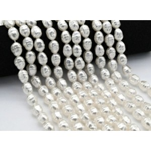 Бусины из майорки овал 9*14мм цвет белый, 40см, 27 бусин (иск.)