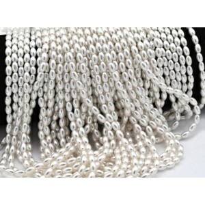 Бусины из майорки рис 3,5*6мм цвет белый, 41см, 75 бусин (иск.)