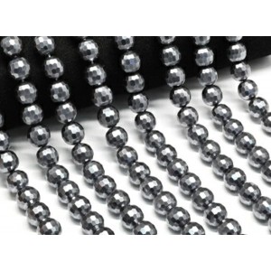 Бусины из майорки шарик с гранями 12мм цвет графит, 40см, 35 бусин (иск.)