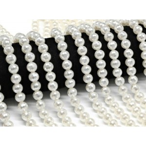 Бусины из майорки шарик с гранями 10мм цвет белый, 39см, 43 бусины (иск.)