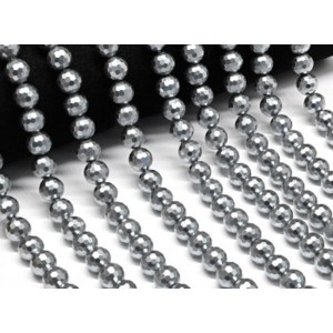 Бусины из майорки шарик с гранями 10мм цвет серый, 39см, 43 бусины (иск.)