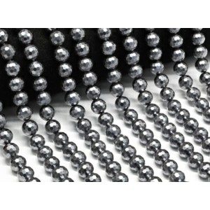 Бусины из майорки шарик с гранями 10мм цвет графит, 39см, 43 бусины (иск.)
