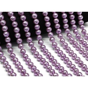 Бусины из майорки шарик с гранями 10мм цвет сиреневый, 39см, 43 бусины (иск.)
