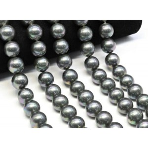 Бусины из майорки шарик 16мм цвет графит хамелеон, 40см, 25 бусин (иск.)