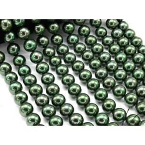 Бусины из майорки шарик 14мм цвет зеленый, 39см, 28 бусин (иск.)