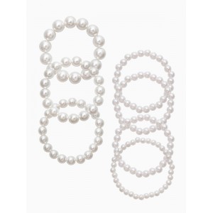 Браслеты из бусин «Жемчужный облик», набор 7 шт. бусины №6.8.10.14, белый