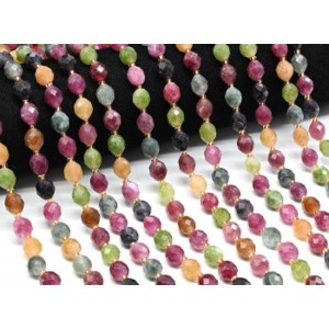 Бусины из кальцита овал с гранями 8*10мм цвет турмалин, 37мм, 32 бусины