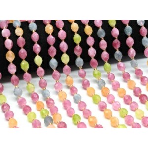 Бусины из кальцита овал с гранями 8*10мм цвет ассорти, 37мм, 32 бусины