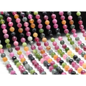 Бусины из кальцита шарик гр.8мм, цвет турмалин, 38см, 47 бусин
