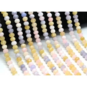 Бусины из кальцита рондель с гранями 8*6мм цвет ассорти, 38мм, 65 бусин