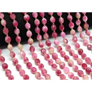 Бусины из кальцита овал с гранями 8*10мм цвет клубничный, 37мм, 32 бусины