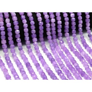 Бусины из кальцита кубик гр.7мм цвет лавандовый, 38см, 53 бусины