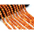 Бусины из кальцита шарик 10мм, цвет оранжевый, 38см, 38 бусин