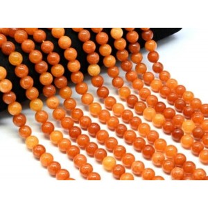 Бусины из кальцита шарик 10мм, цвет оранжевый, 38см, 38 бусин