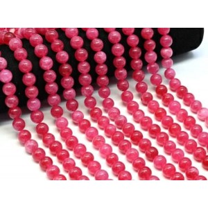 Бусины из кальцита шарик 10мм цвет малиновый, 38см, 37 бусин