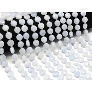 Бусины из кальцита круг гр.10мм цвет голубой, 37см, 30 бусин