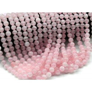 Бусины из Мадагаскарского розового кварца шарик 8мм, 38см, 48 бусин