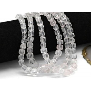 Бусины из розового кварца кубик гр.6-7мм, 45см, 66 бусин, 41,7г