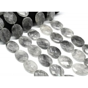 Бусины из кварца льдистого овал с гранями 30*40мм, 41см, 10 бусин