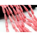 Бусины из кварца тонированного капля гр 10*30мм цвет розовый, 38,5см, 13 бусин