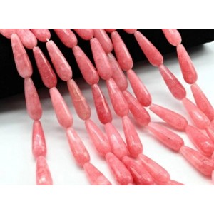 Бусины из кварца тонированного капля гр 10*30мм цвет розовый, 38,5см, 13 бусин