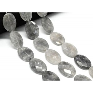Бусины из кварца льдистого овал с гранями 25*35мм, 38см, 11 бусин