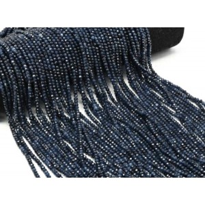 Бусины из кварца тонированного рондель гр.3*2мм, цвет синий темный, 35см, 145 бусин