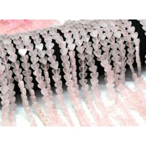 Бусины из розового кварца сердце 7*6мм, 37см, 60 бусин