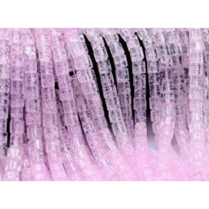 Бусины из сахарного кварца тонированного кубик 6мм цвет розовый, 38см, 57 бусин (иск.)