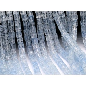 Бусины из сахарного кварца тонированного кубик 6мм цвет голубой, 38см, 57 бусин (иск.)