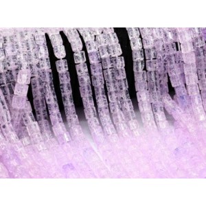 Бусины из кварца снежного тонированного кубик 6мм цвет лавандовый, 38см, 57 бусин (иск.)