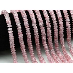 Бусины из кварца снежного тонированного рондель 8*5мм цвет клубничный, 38см, 79 бусин (иск.)