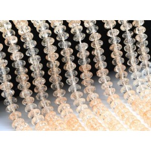 Бусины из кварца снежного тонированного рондель 8*5мм цвет персиковый, 38см, 79 бусин (иск.)