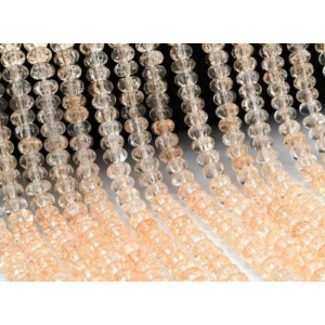 Бусины из кварца снежного тонированного рондель 8*4мм цвет персиковый, 38см, 84 бусины (иск.)