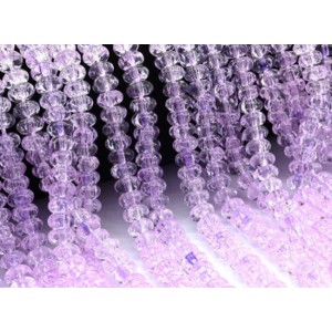 Бусины из кварца снежного тонированного рондель 8*4мм цвет сиреневый, 39см, 87 бусин (иск.)