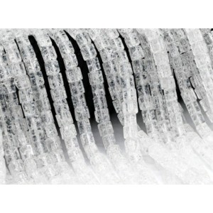 Бусины из сахарного кварца кубик 6мм цвет хрусталь, 38см, 57 бусин (иск.)