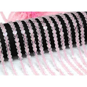 Бусины из розового кварца сердце 6*6мм, 37см, 67 бусин