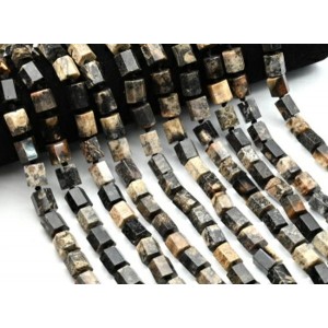 Бусины из коралла цилиндр с гранями 10*12мм цвет черный, 42см, 28 бусин