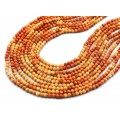 Бусины из коралла оранжевого шарик гр.4мм, 39см, 95 бусин