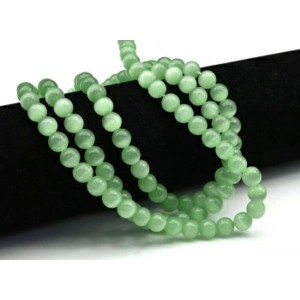 Бусины из кошачьего глаза (синт.) шарик 8мм цвет салатовый, 39см, 50 бусин (иск.)